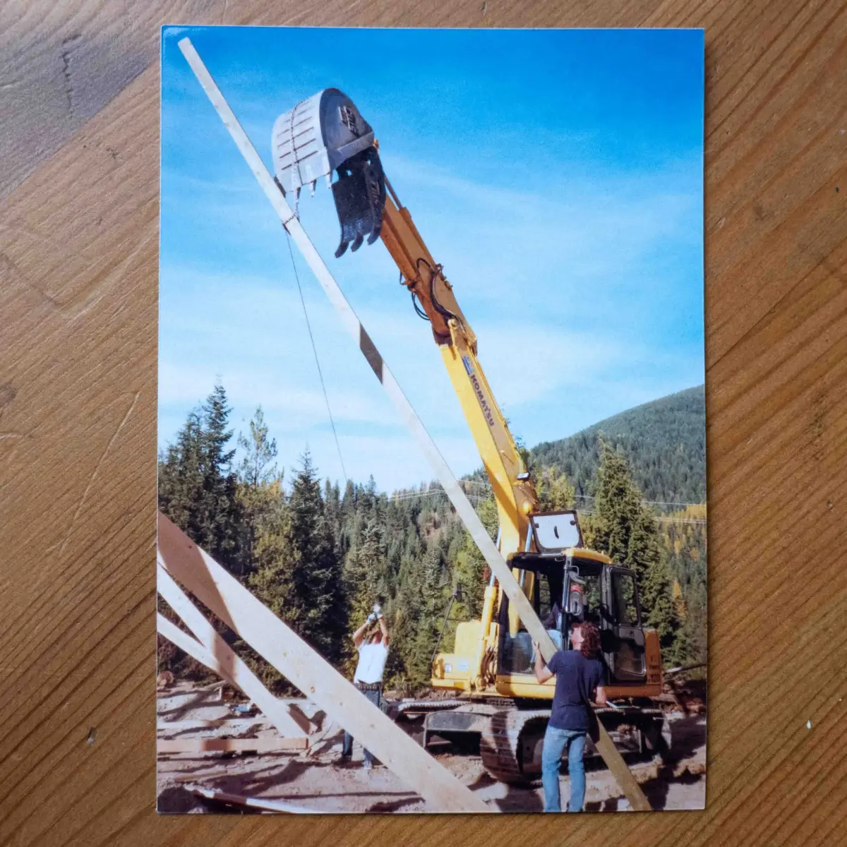Early days. This escavator was used to dig the holes, and then raise the poles.